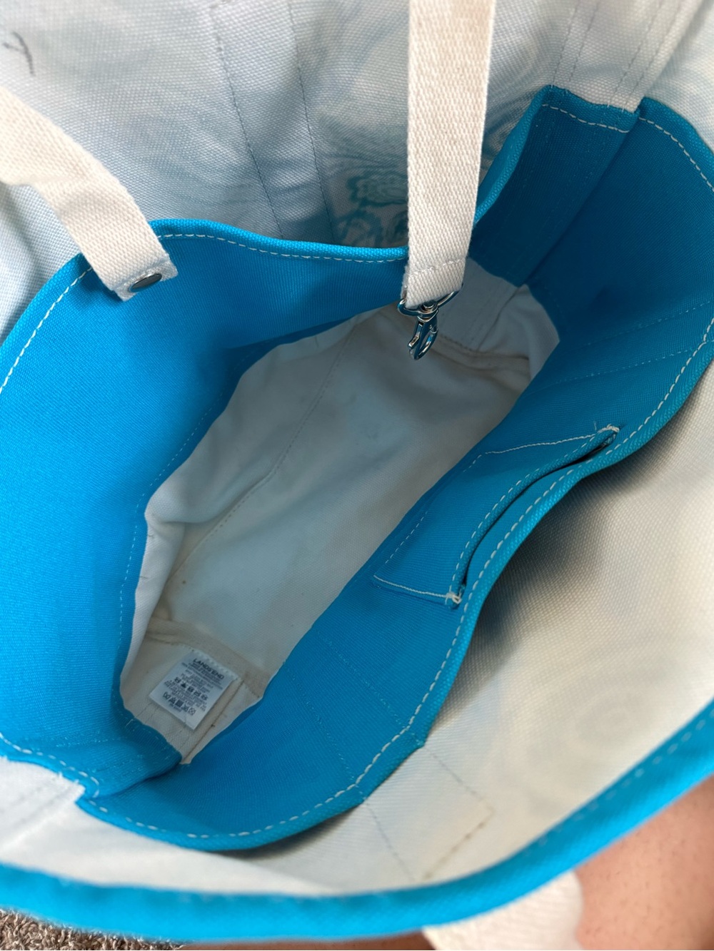 Lands' End Teal, Blue & Green Paisley Canvas Tote - Picture 5 of 7